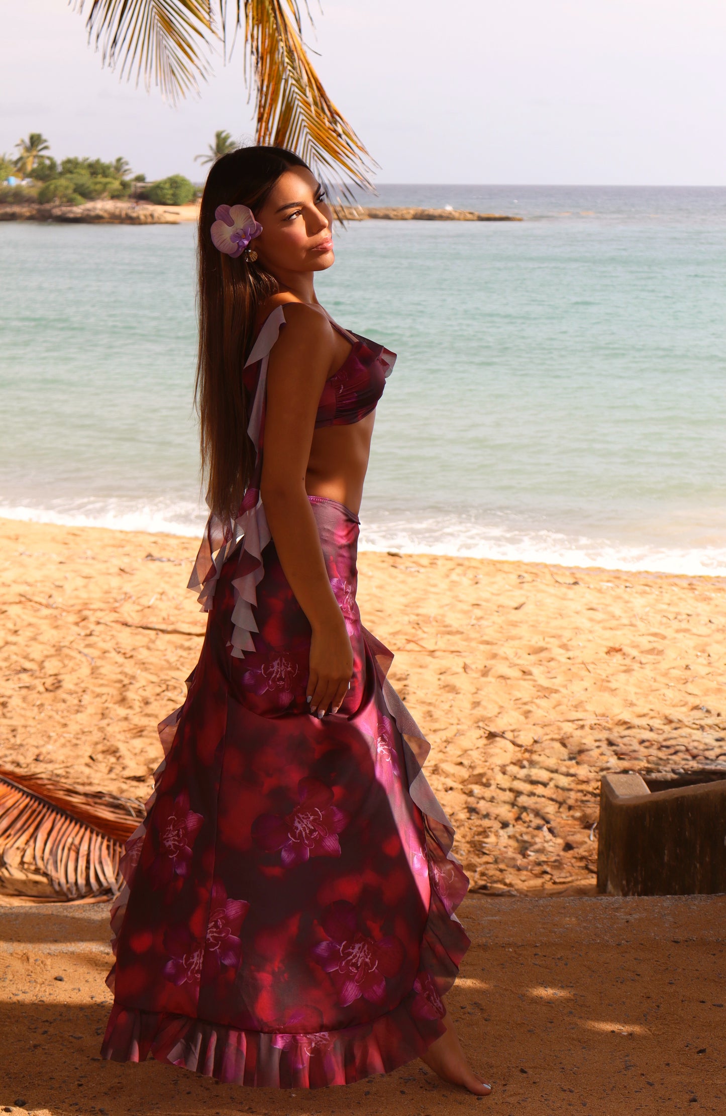 FLOR DEL CARIBE - Top & long flower skirt