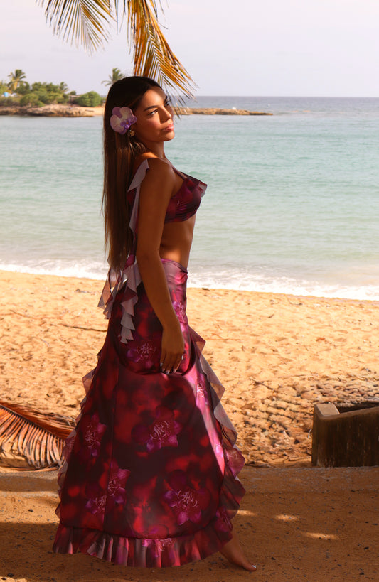 FLOR DEL CARIBE - Top & long flower skirt
